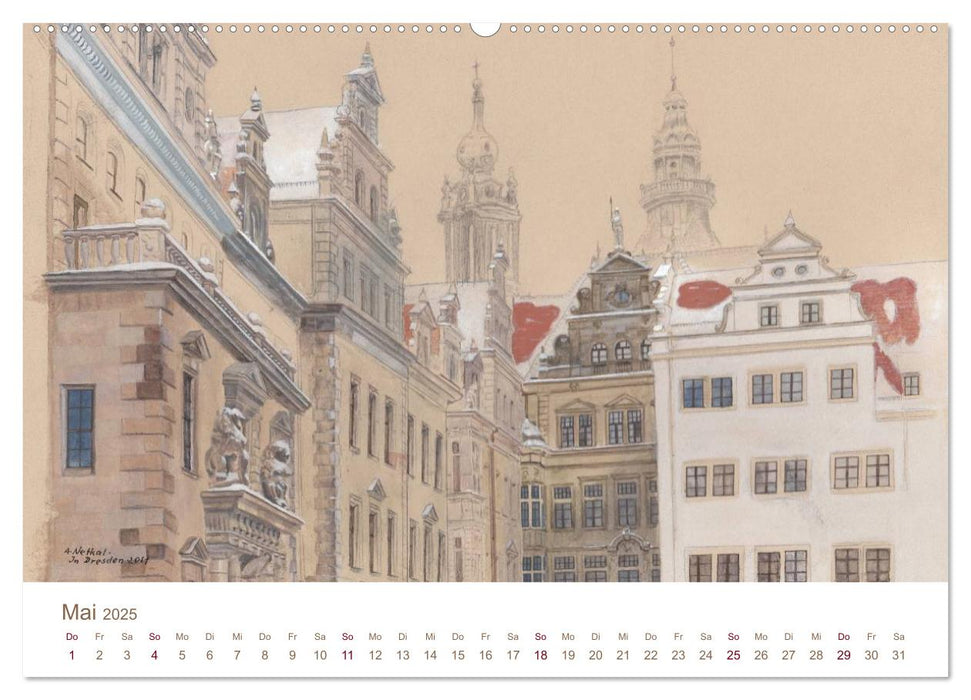 Dresden - Malerische Ansichten (CALVENDO Premium Wandkalender 2025)