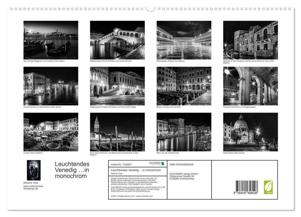 Leuchtendes Venedig …in monochrom (CALVENDO Premium Wandkalender 2025)