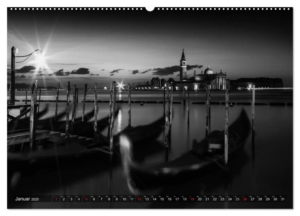 Leuchtendes Venedig …in monochrom (CALVENDO Premium Wandkalender 2025)