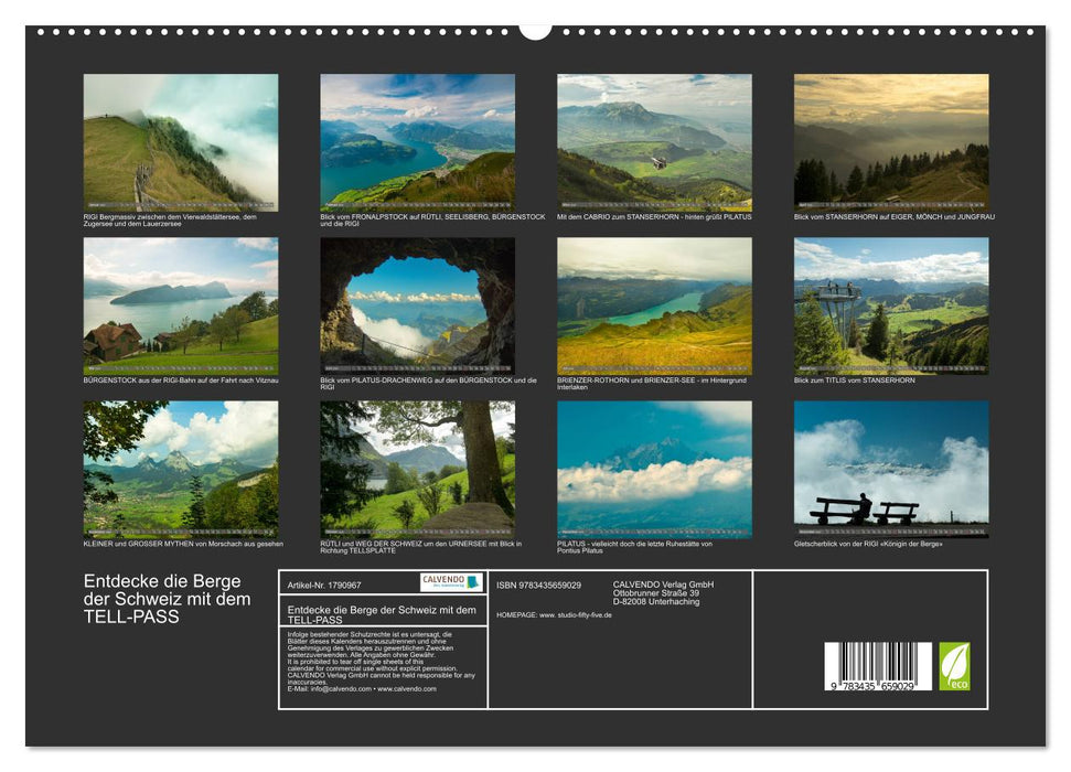 Entdecke die Berge der Schweiz mit dem TELL-PASS (CALVENDO Premium Wandkalender 2025)