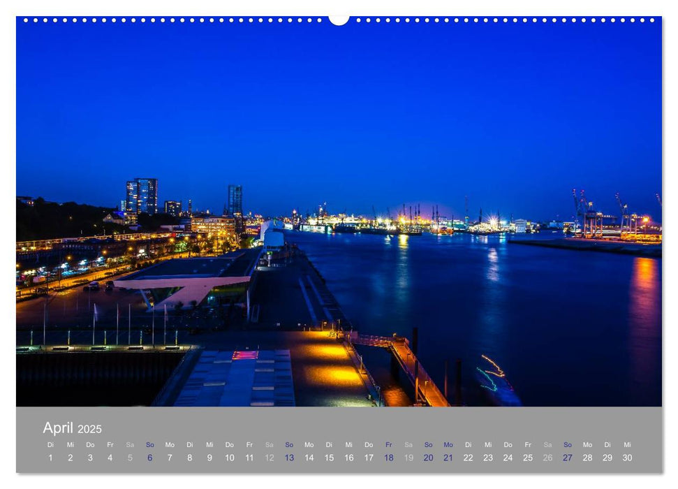 Hamburger Hafen - Im Zauber der Nacht (CALVENDO Premium Wandkalender 2025)