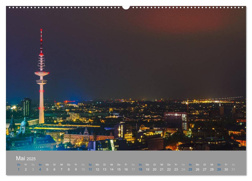 Hamburger Hafen - Im Zauber der Nacht (CALVENDO Premium Wandkalender 2025)