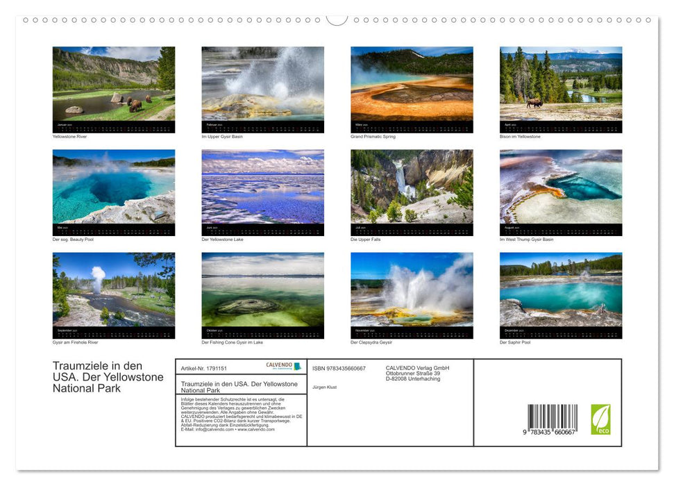 Traumziele in den USA. Der Yellowstone National Park (CALVENDO Premium Wandkalender 2025)