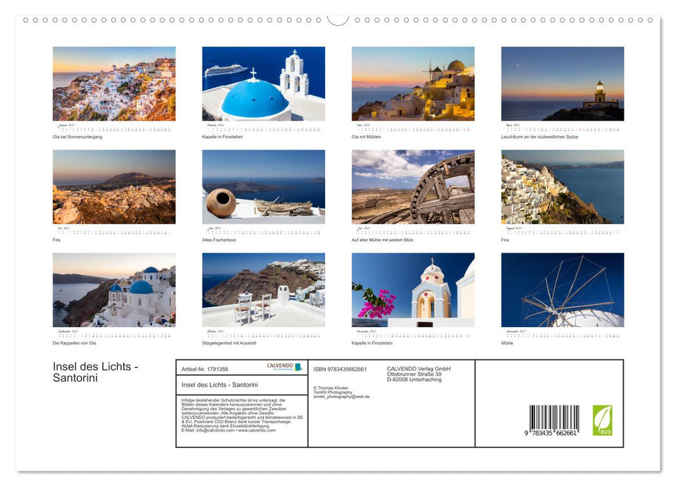 Insel des Lichts - Santorini (CALVENDO Premium Wandkalender 2025)