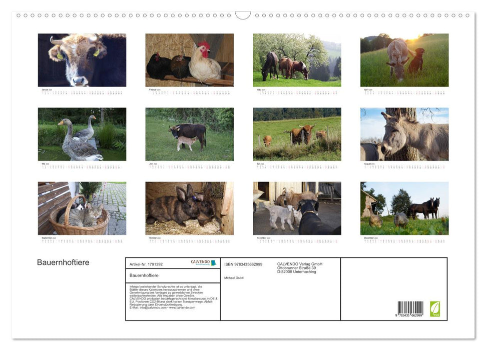 Bauernhoftiere (CALVENDO Wandkalender 2025)