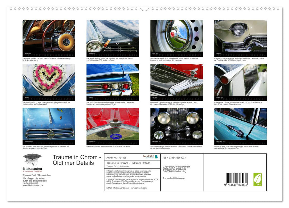 Träume in Chrom - Oldtimer Details (CALVENDO Premium Wandkalender 2025)