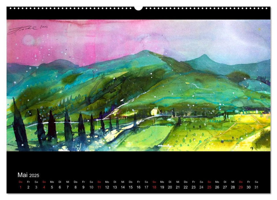 Panorama in Aquarell (CALVENDO Premium Wandkalender 2025)