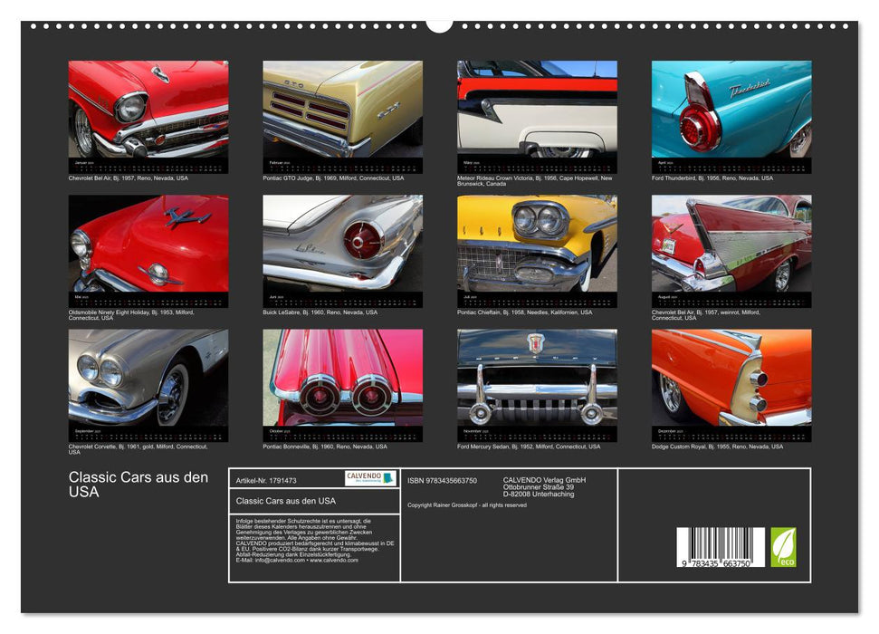 Classic Cars aus den USA (CALVENDO Premium Wandkalender 2025)