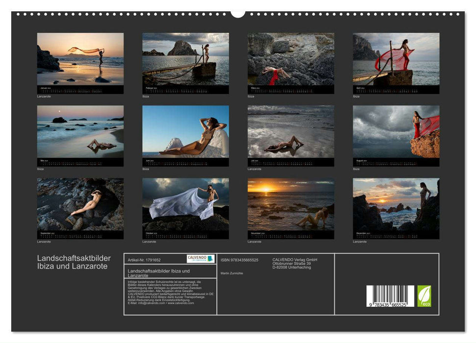 Landschaftsaktbilder Ibiza und Lanzarote (CALVENDO Premium Wandkalender 2025)
