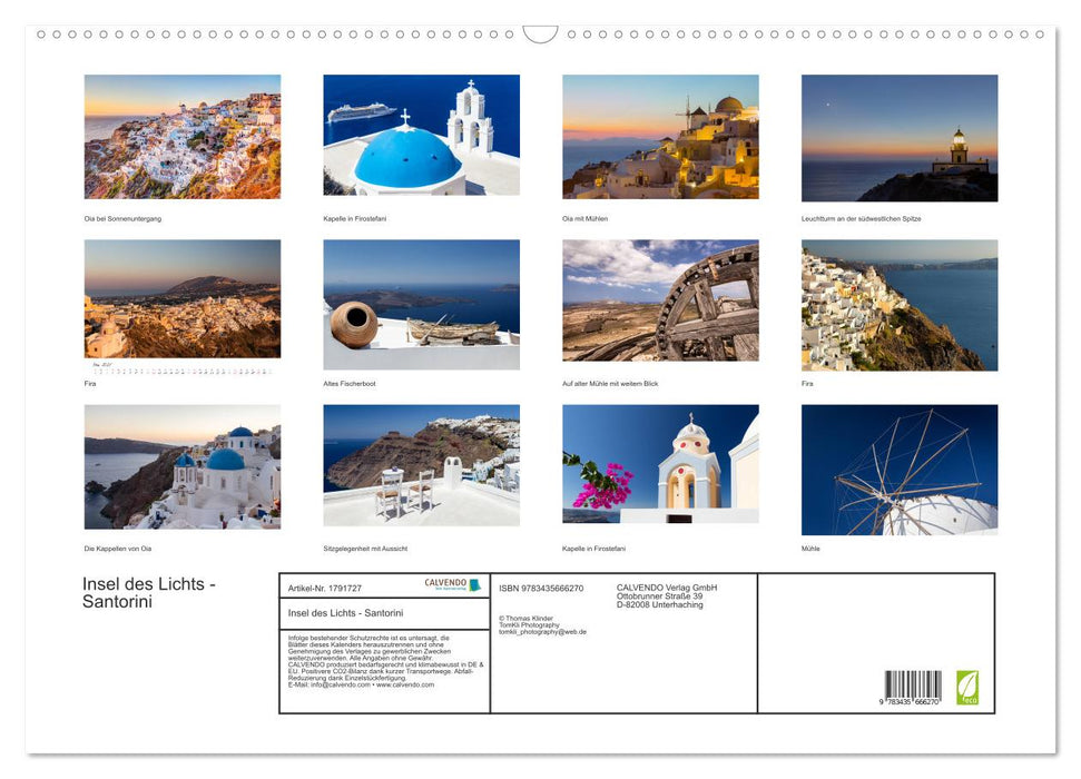 Insel des Lichts - Santorini (CALVENDO Wandkalender 2025)