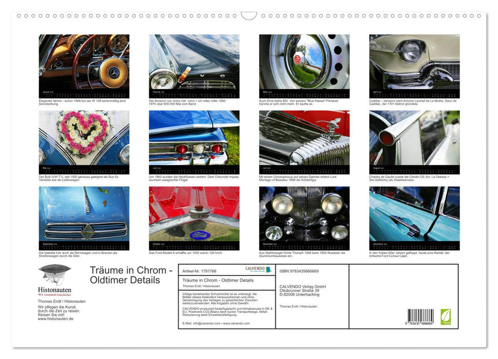 Träume in Chrom - Oldtimer Details (CALVENDO Wandkalender 2025)