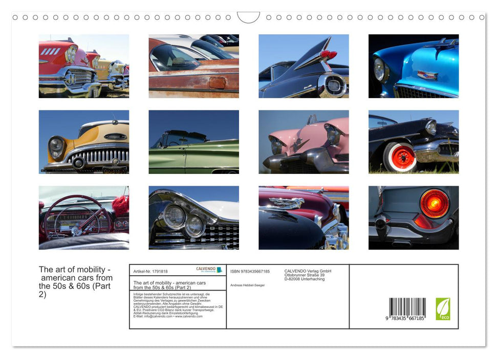 The art of mobility - american cars from the 50s & 60s (Part 2) (CALVENDO Wandkalender 2025)