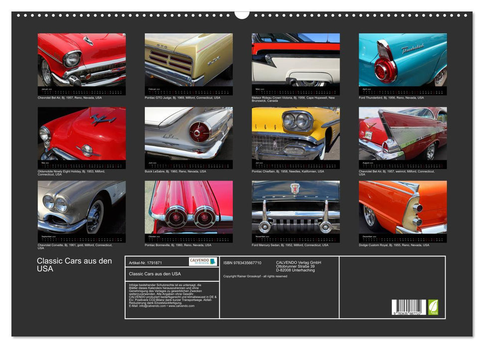 Classic Cars aus den USA (CALVENDO Wandkalender 2025)