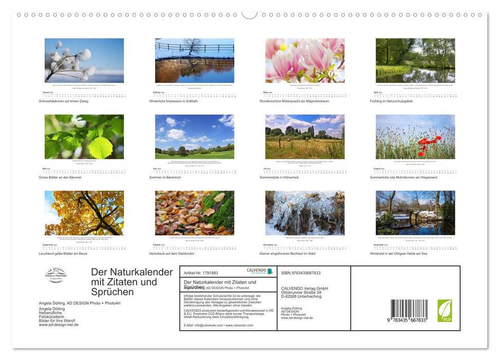 Der Naturkalender mit Zitaten und Sprüchen (CALVENDO Premium Wandkalender 2025)