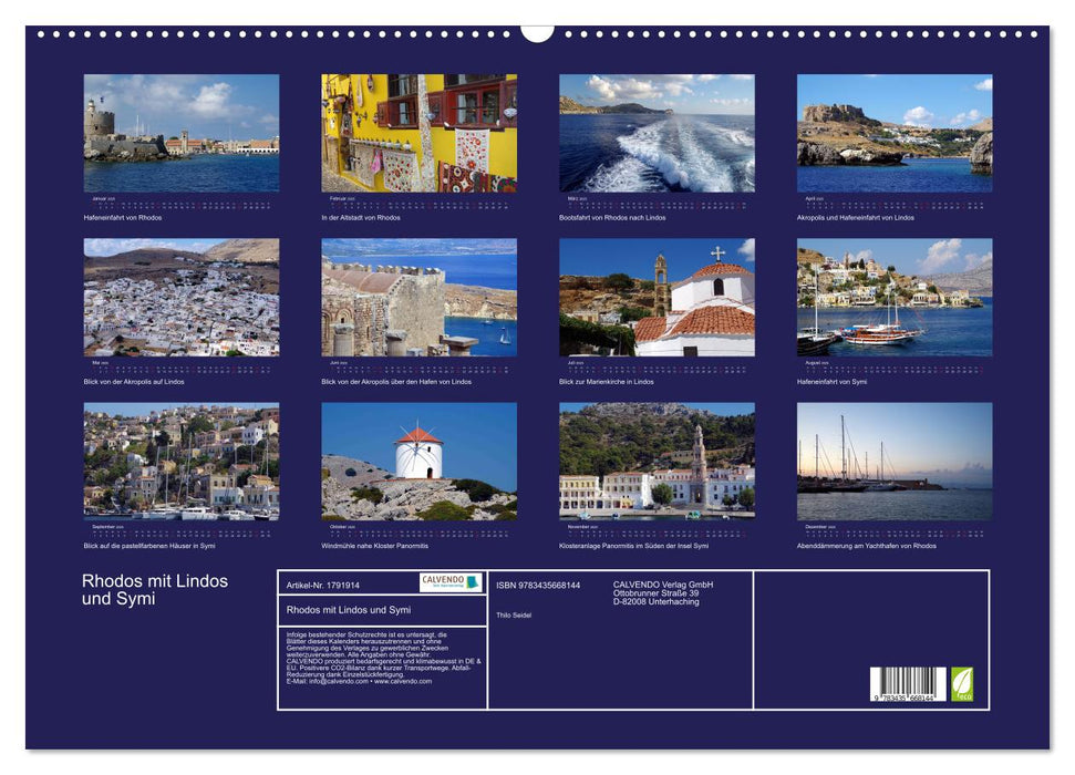 Rhodos mit Lindos und Symi (CALVENDO Wandkalender 2025)