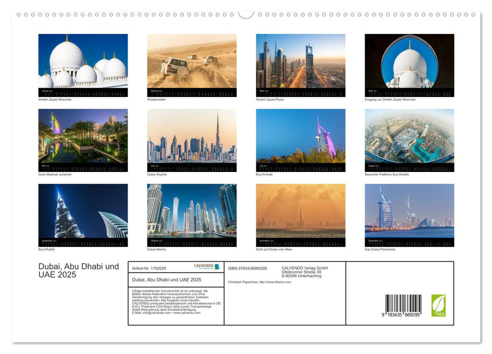 Dubai, Abu Dhabi und UAE 2025 (CALVENDO Premium Wandkalender 2025)