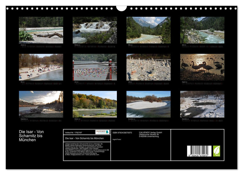 Die Isar - Von Scharnitz bis München (CALVENDO Wandkalender 2025)