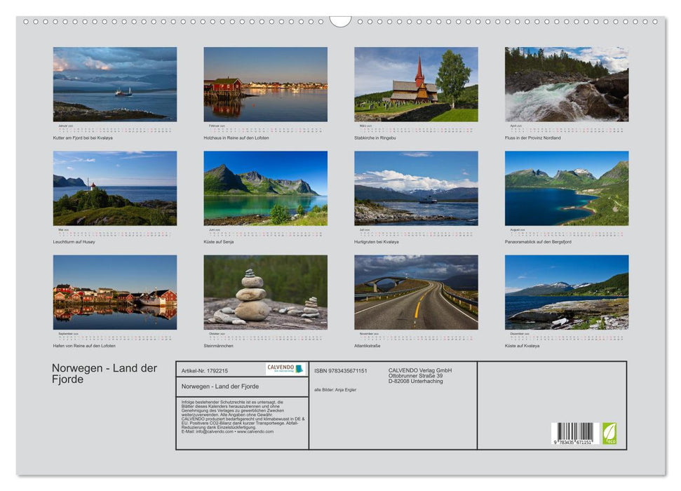 Norwegen - Land der Fjorde (CALVENDO Wandkalender 2025)