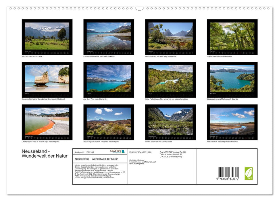 Neuseeland - Wunderwelt der Natur (CALVENDO Premium Wandkalender 2025)