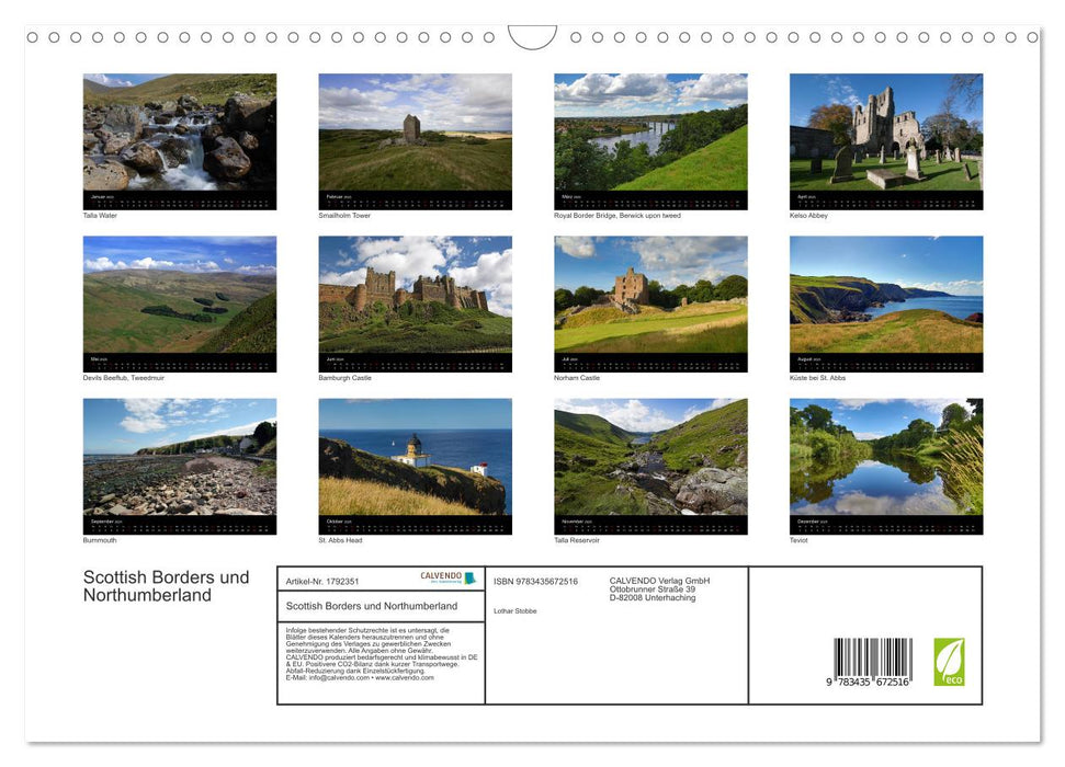 Scottish Borders und Northumberland (CALVENDO Wandkalender 2025)