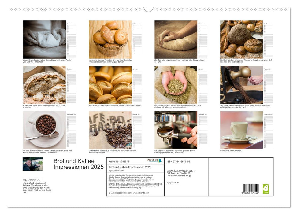 Brot und Kaffee Impressionen 2025 (CALVENDO Wandkalender 2025)