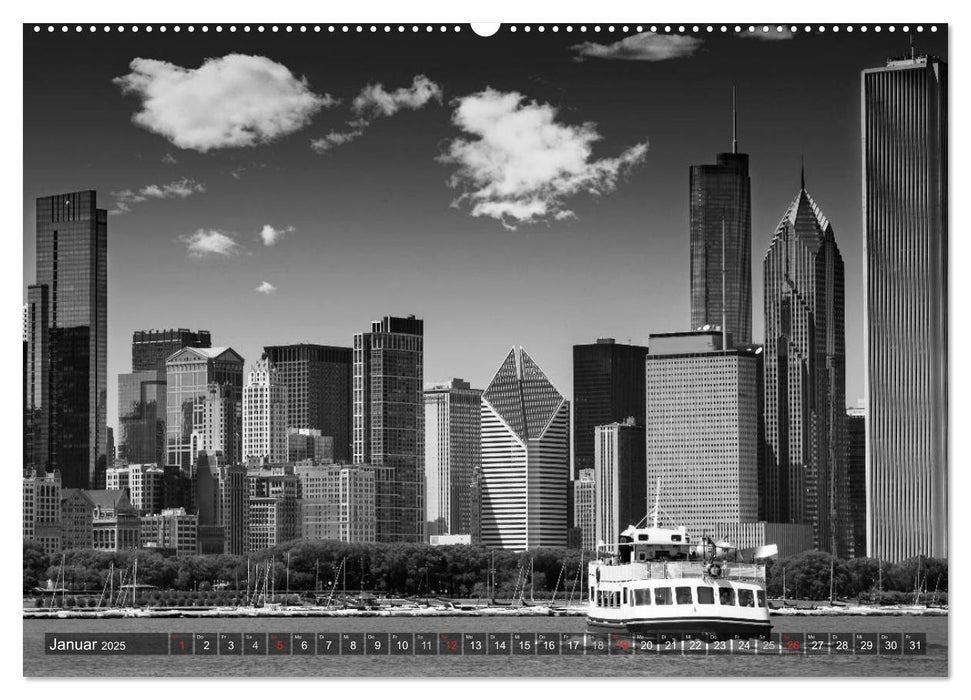 CHICAGO Monochrom (CALVENDO Premium Wandkalender 2025)