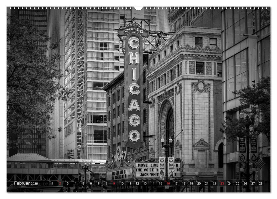 CHICAGO Monochrom (CALVENDO Premium Wandkalender 2025)