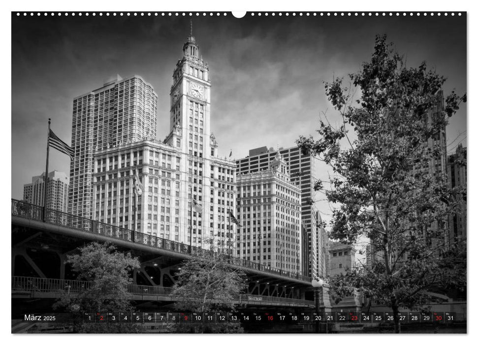 CHICAGO Monochrom (CALVENDO Premium Wandkalender 2025)