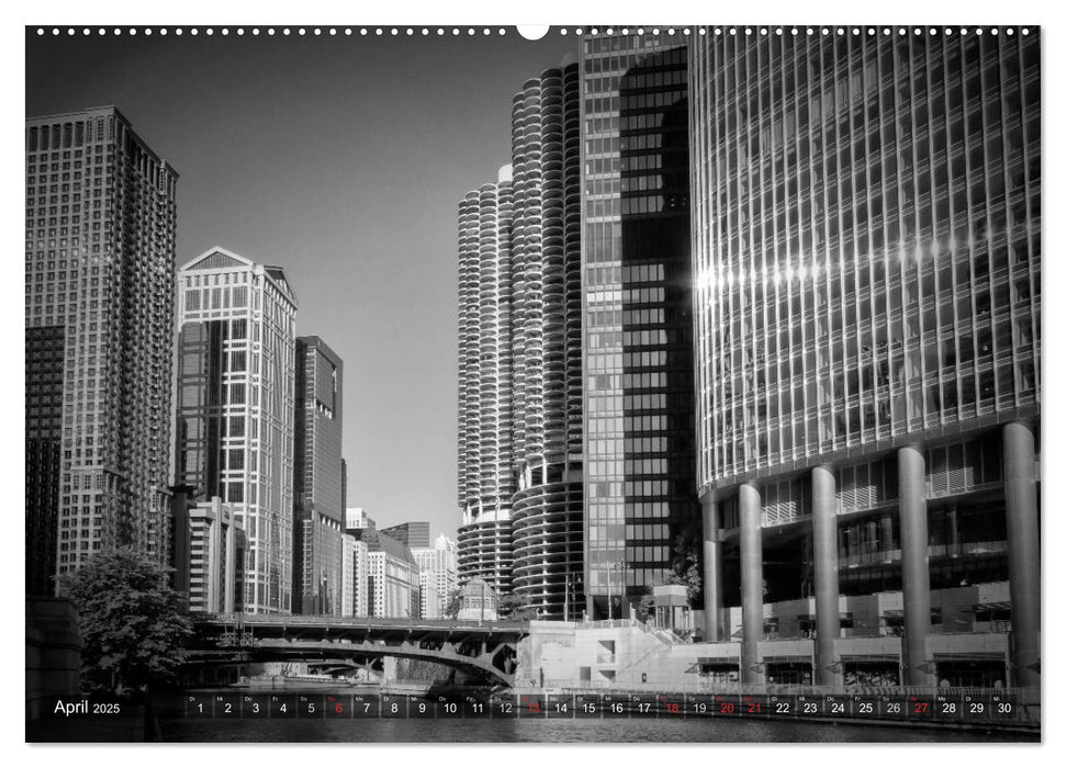 CHICAGO Monochrom (CALVENDO Premium Wandkalender 2025)