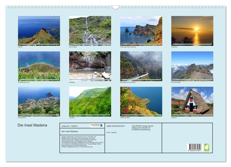 Die Insel Madeira (CALVENDO Wandkalender 2025)