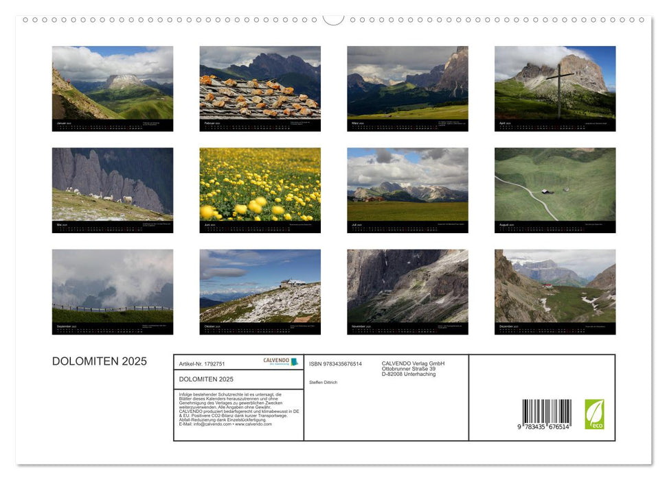 DOLOMITEN 2025 (CALVENDO Premium Wandkalender 2025)