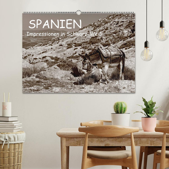 Spanien Impressionen in Schwarz-Weiß (CALVENDO Wandkalender 2025)