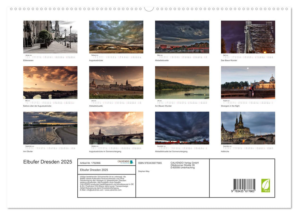 Elbufer Dresden 2025 (CALVENDO Premium Wandkalender 2025)