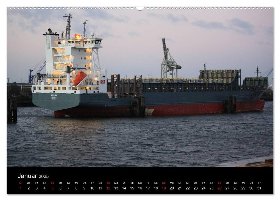 Schiffe im Hamburger Hafen (CALVENDO Premium Wandkalender 2025)