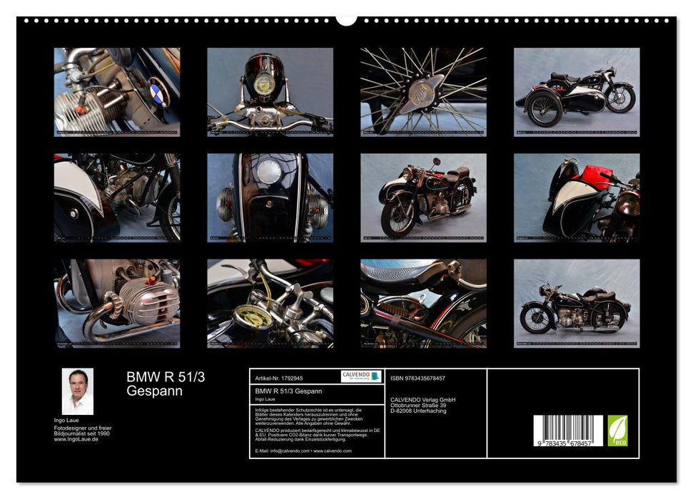 BMW R 51/3 Gespann (CALVENDO Premium Wandkalender 2025)