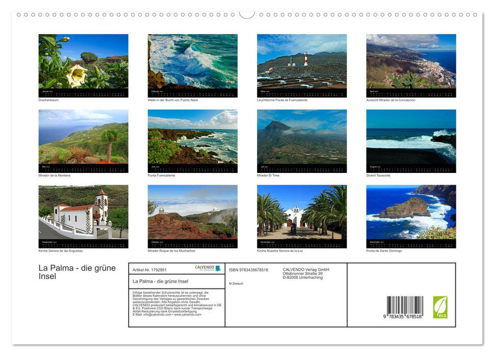 La Palma - die grüne Insel (CALVENDO Premium Wandkalender 2025)