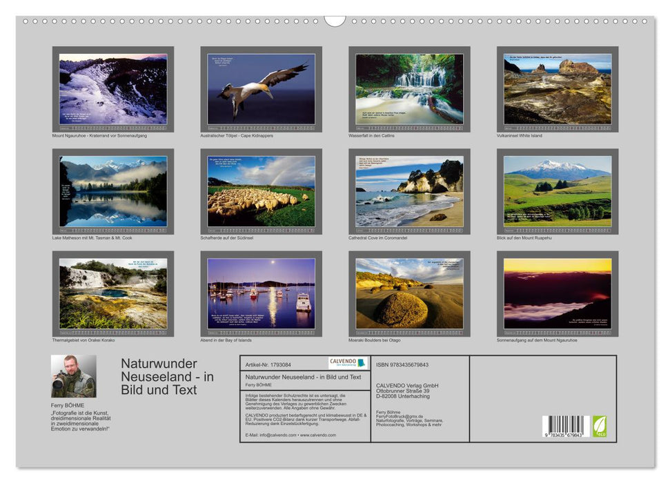 Naturwunder Neuseeland - in Bild und Text (CALVENDO Wandkalender 2025)