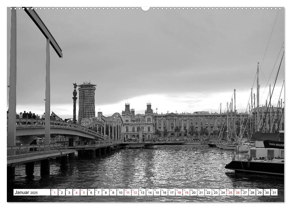 Barcelona Schwarz / Weiß Impressionen (CALVENDO Wandkalender 2025)