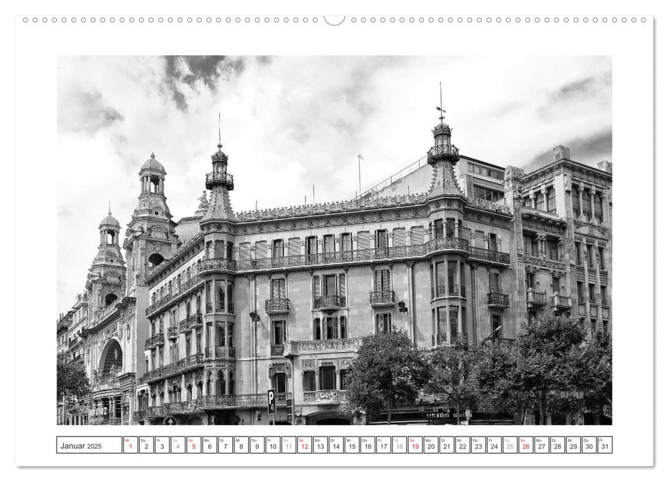 Barcelona Photografien in Schwarz / Weiß (CALVENDO Wandkalender 2025)