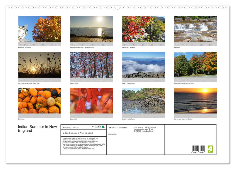 Indian Summer in New England (CALVENDO Wandkalender 2025)