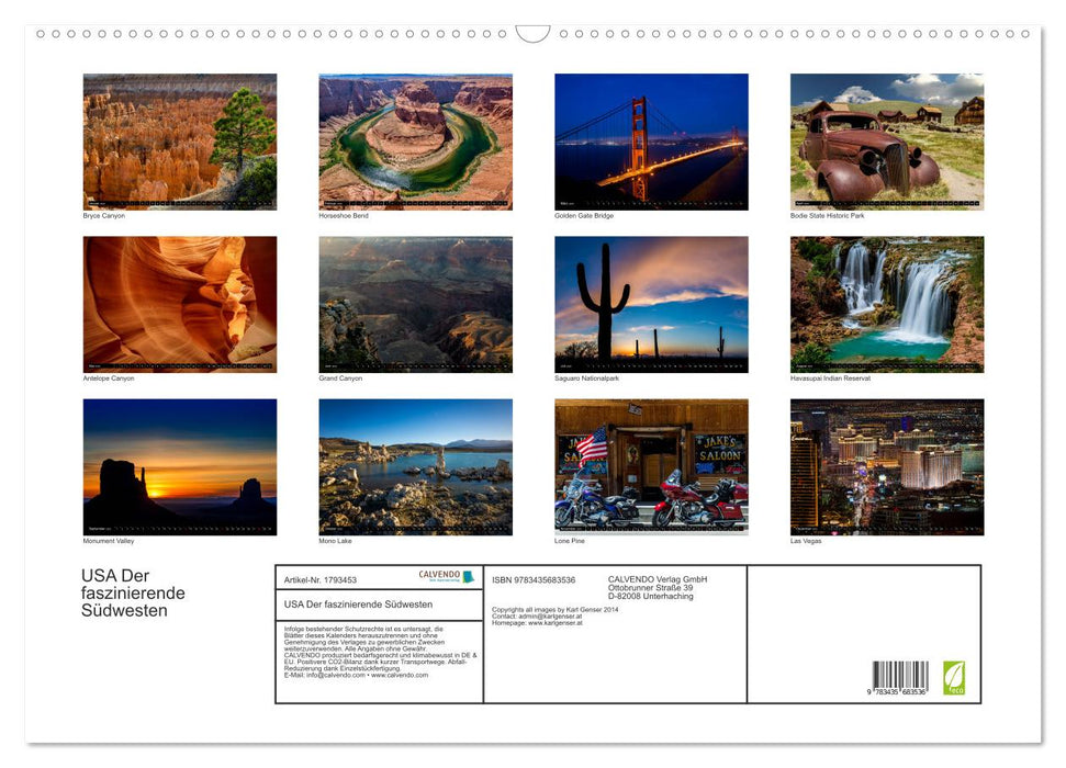 USA Der faszinierende Südwesten (CALVENDO Wandkalender 2025)