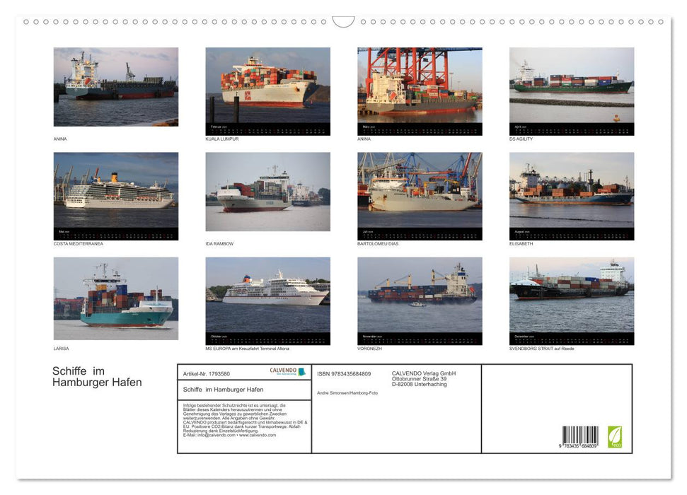 Schiffe im Hamburger Hafen (CALVENDO Wandkalender 2025)