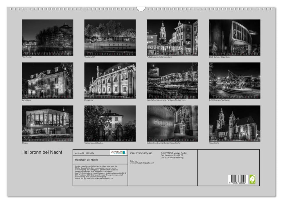 Heilbronn bei Nacht (CALVENDO Wandkalender 2025)