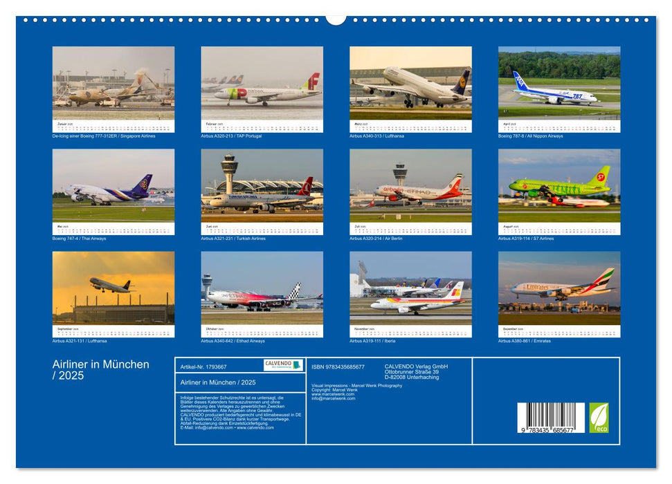 Airliner in München / 2025 (CALVENDO Premium Wandkalender 2025)