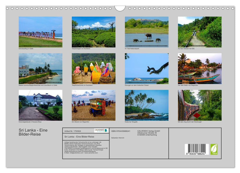 Sri Lanka - Eine Bilder-Reise (CALVENDO Wandkalender 2025)