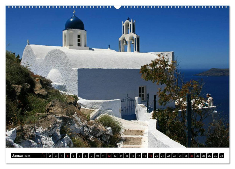 Inselhüpfen Kykladen Santorini - Naxos - Paros - Mykonos (CALVENDO Premium Wandkalender 2025)