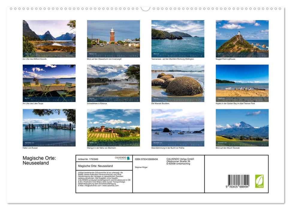 Magische Orte: Neuseeland (CALVENDO Premium Wandkalender 2025)