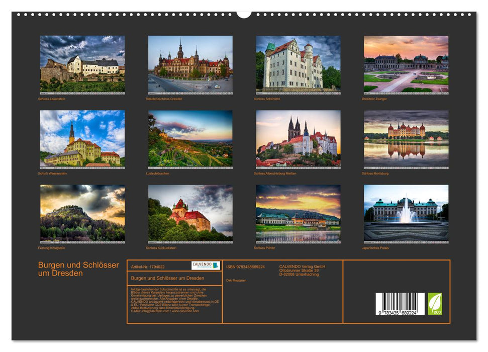 Burgen und Schlösser um Dresden (CALVENDO Premium Wandkalender 2025)