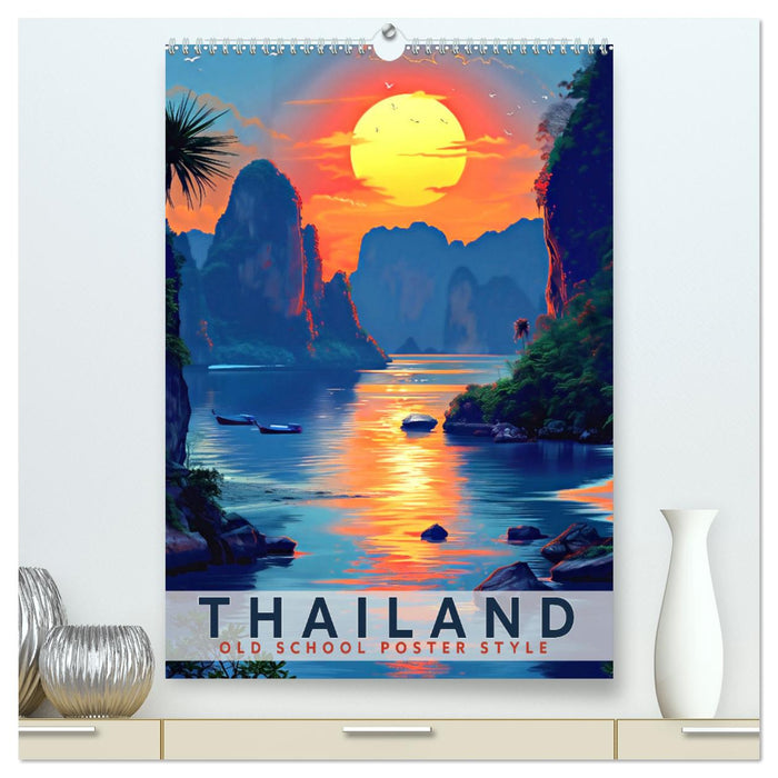 Thailand - Old School Poster Style (CALVENDO Premium Wandkalender 2025)