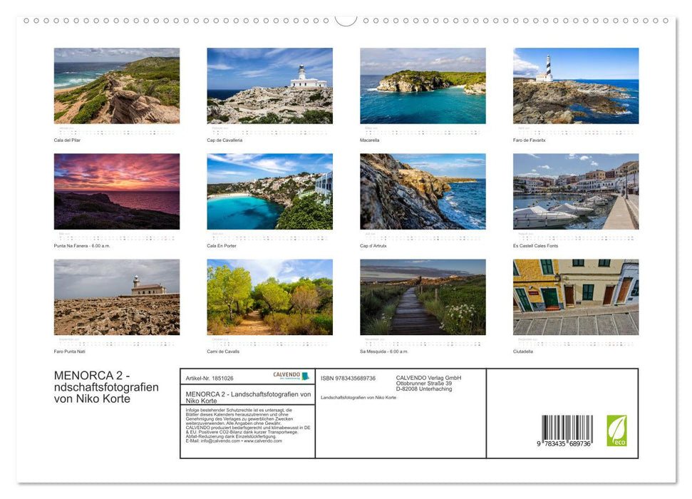 MENORCA 2 - Landschaftsfotografien von Niko Korte (CALVENDO Premium Wandkalender 2025)